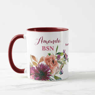 Taza Graduación de la Escuela de Enfermería BSN Wild Fl