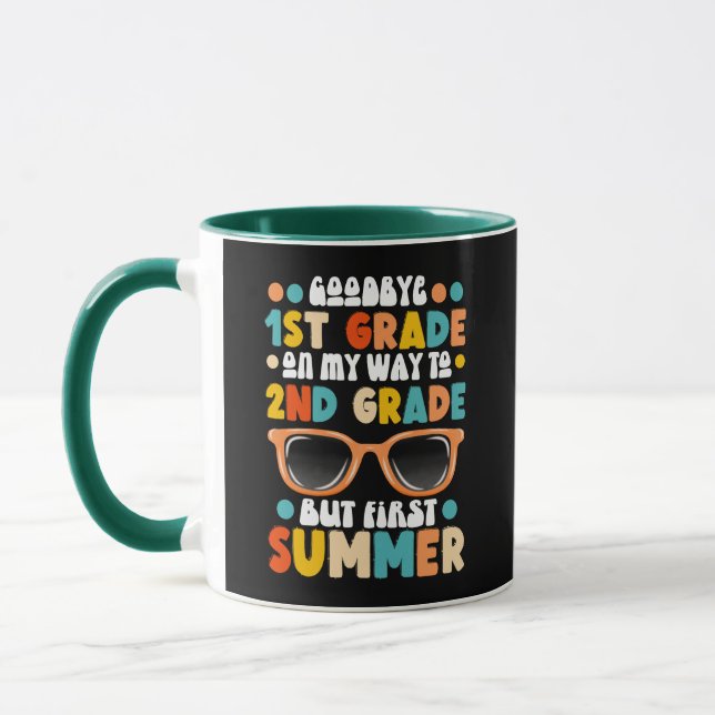 Taza Graduación divertida de 1º grado a 2º grado Verano (Izquierda)