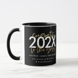 Taza Graduación elegante de escritura moderna en negro