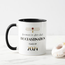 Taza Graduación moderna en negro y oro divertida