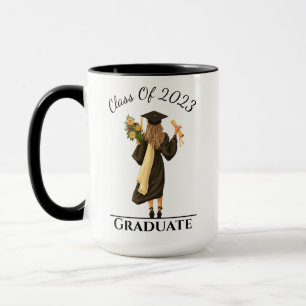 Taza Graduado 1 de Chica de acuarela
