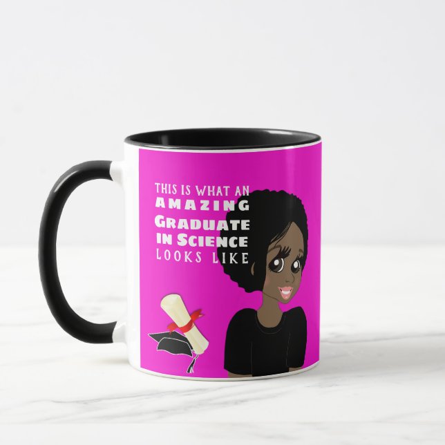 Taza GRADUADO de caricatura regalo negro mujer afroPers (Izquierda)