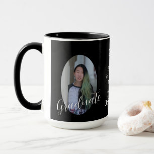 Taza Graduado de dos fotos en blanco y negro moderno