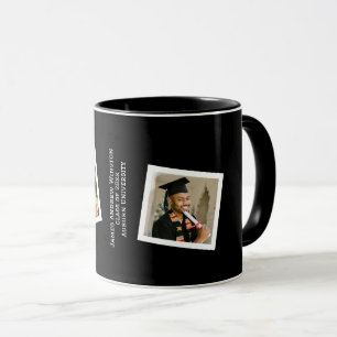 Taza Graduado de Foto enmarcada Minimalista Blanco y Ne