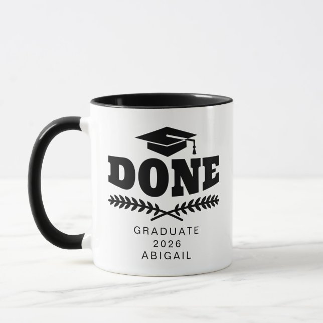 Taza Graduado de tipografía negra personalizado 2021 (Izquierda)