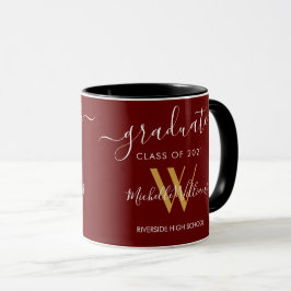 Taza Graduado moderno 2021 Monograma de oro de marrón M