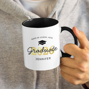 Taza Graduado Personalizado 2026 Oro Negro