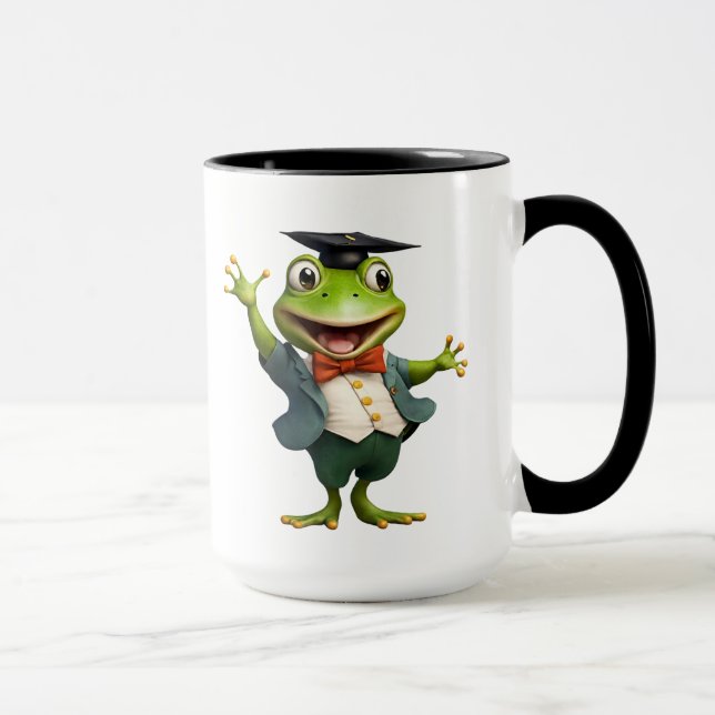 Taza Graduado, rana, graduación, sapo, pulpo generado p (Derecha)