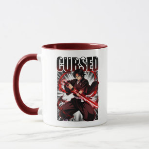 Taza Gráfica de guerrero katana de estilo anime oscuro