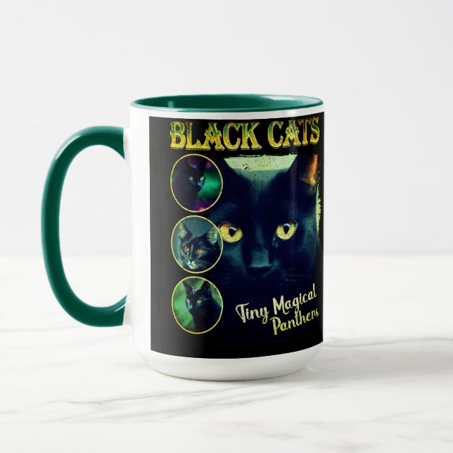 Taza Gráfica divertida del gato negro amante de los bur (Izquierda)