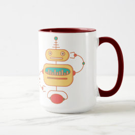 Taza Gráfica retro del espacio de robots amarillos