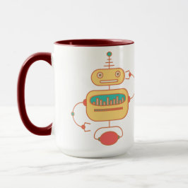 Taza Gráfica retro del espacio de robots amarillos
