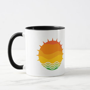 Taza Gráfica Vintage Retro del Sol y Olas del Mar