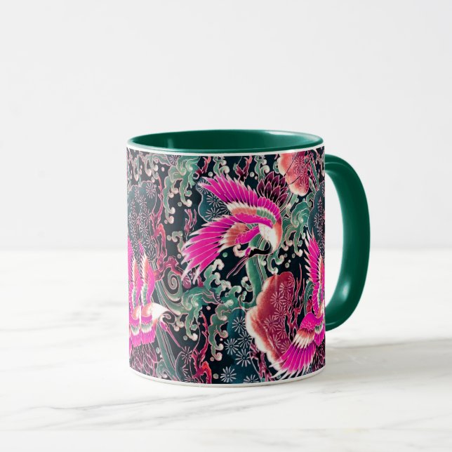 Taza GRÁFICAS DE VOLANTE, OLAS, FLORES DE FLORES Pink (Anverso derecho)