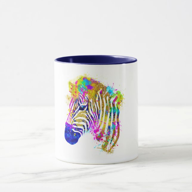 Taza Gràfico de cebra con salpicaduras de pintura de ac (Centro)