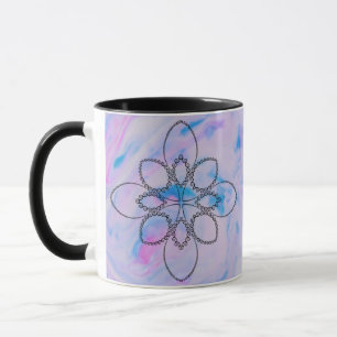 Taza Gráfico de Cruz Bonita Fondo Tie Die Rosa Azul