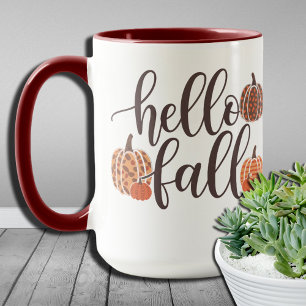 Taza Gráfico de Halloween Pumpkin Hello Fall Leopard