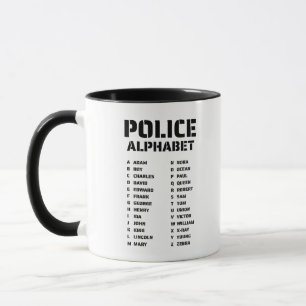 Taza Gráfico del alfabeto fonético de la policía para a
