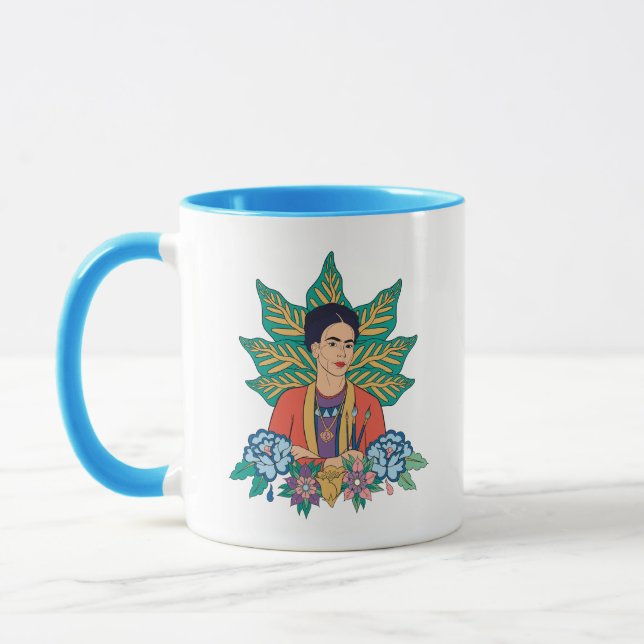 Taza Gráfico floral colorido de Frida Kahlo (Izquierda)
