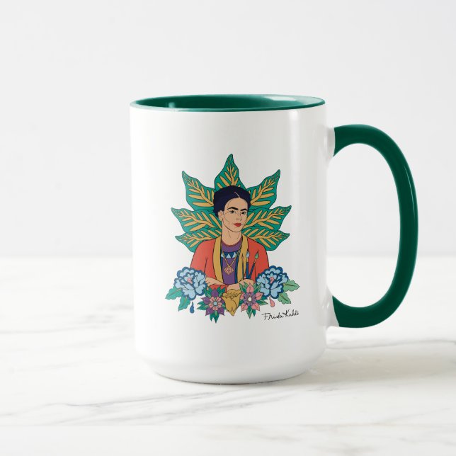 Taza Gráfico floral colorido de Frida Kahlo (Derecha)