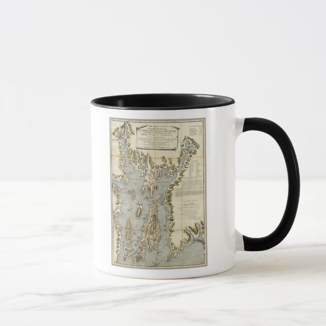 Taza Gráfico topográfico de la bahía de Narraganset (Derecha)