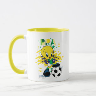Taza Gráficos de fútbol del equipo de Brasil con TWEETY