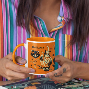 Taza Gráficos Vintage de Halloween Personalizados