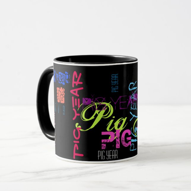 Taza Grafiti estilo Repeating Pig Year 2019 Combo Mug (Anverso izquierdo)