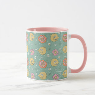 Taza Gran Bird   Patrón floral de buenos vibraciones