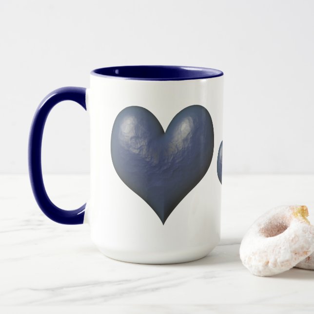 Taza Gran corazón azul de piedra (Con donut)