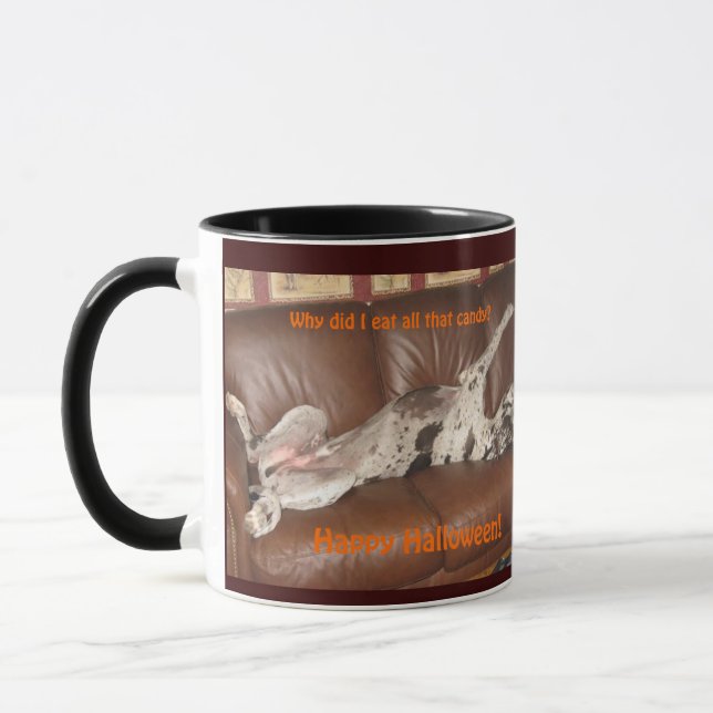 Taza Gran Dane Ate Demasiado Vela Halloween (Izquierda)