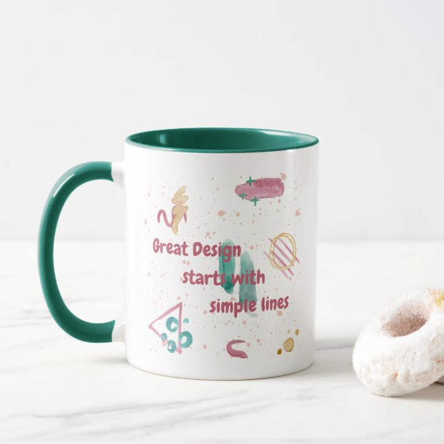 Taza Gran diseño comienza con líneas simples de café Mu (Con donut)