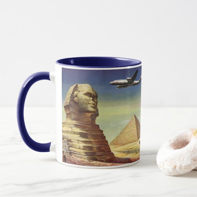 Taza Gran Esfinge Vintage de Giza, Pirámides de Egipto (Con donut)