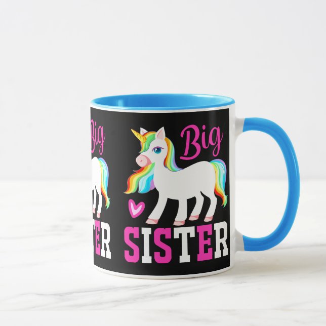 Taza Gran Hermana Magia Unicornio con Arcoiris Mano y C (Derecha)