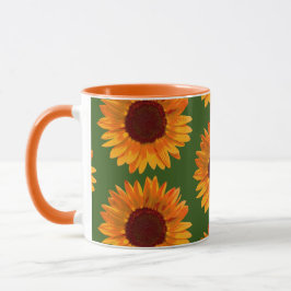 Taza Gran Naranja Rústico Patrón de girasol Floral