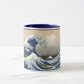 Taza Gran ola frente al mar de Kanagawa y Monte Fuji Ja