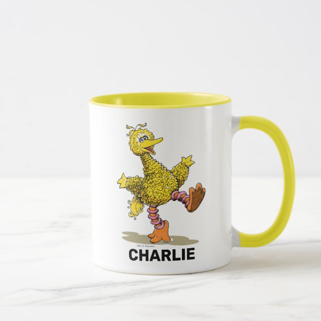 Taza Gran pájaro de arte retro personalizado (Derecha)