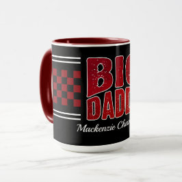 Taza Gran Papá con cuadros rojo oscuro y nombre en negr