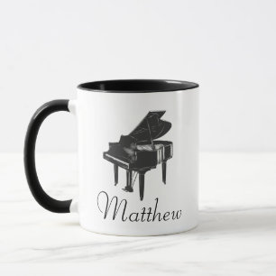 Taza Gran Piano Pianista Blanco Negro