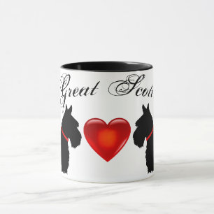 Taza "¡Gran Scott!" Scottish Terrier, cuello rojo/cora