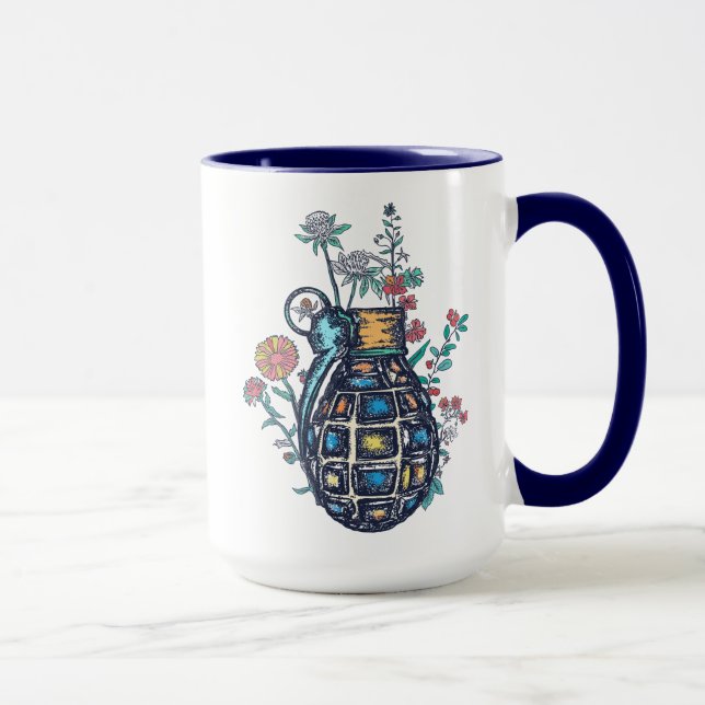 Taza Granada de mano Base de flores (Derecha)