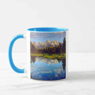 Taza Grand Tetons reflejados en el río Snake