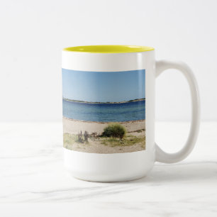 Taza grande Bicolor mar amarillo y playa