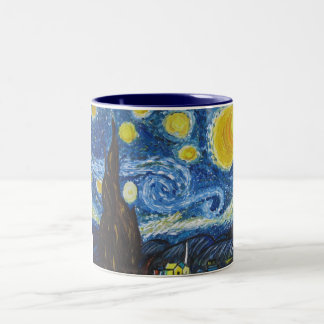 Taza grande de la noche estrellada