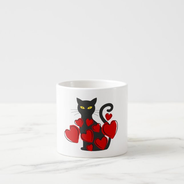 Taza grande divertida del gato negro (Frente)