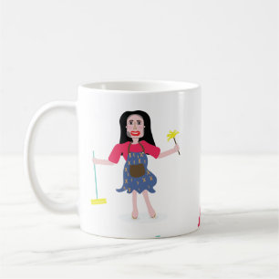 taza grande linda de la cara de la señora de la