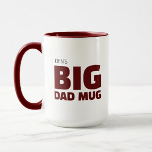 Taza Grande Papá Personalizada de Burgundy Roja No