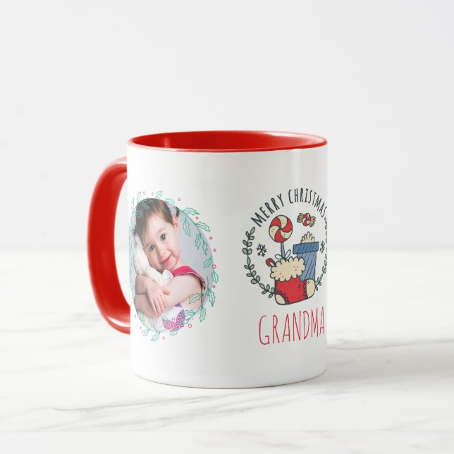 Taza GRANDMA FOTO MUG - Navidades regalos nietos fotos (Anverso izquierdo)