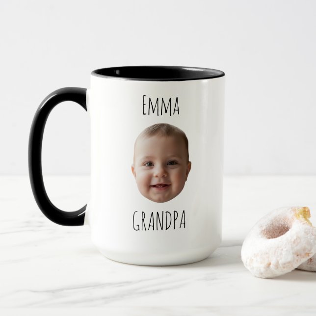 Taza Grandpa Birthday Gift – Custom Baby Face Mug (Con donut)