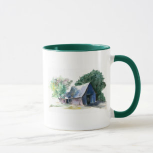 Taza - Granero de acuarela